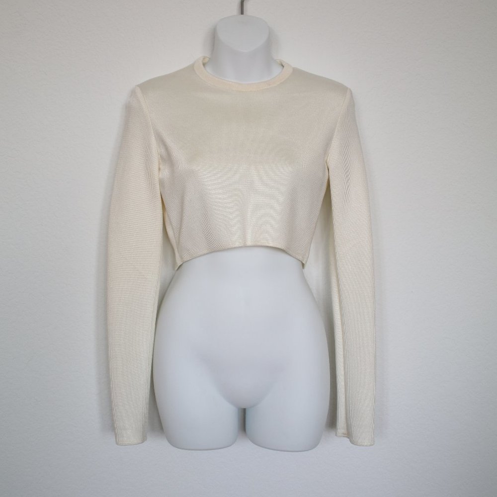ZARA WOMAN CROP TOP Long Sleeves Shirt Casual Stretch Round Neck - XS - Picture 2 of 5